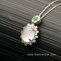 Icy White Jadeite Jade 18K Solid Gold Pendant